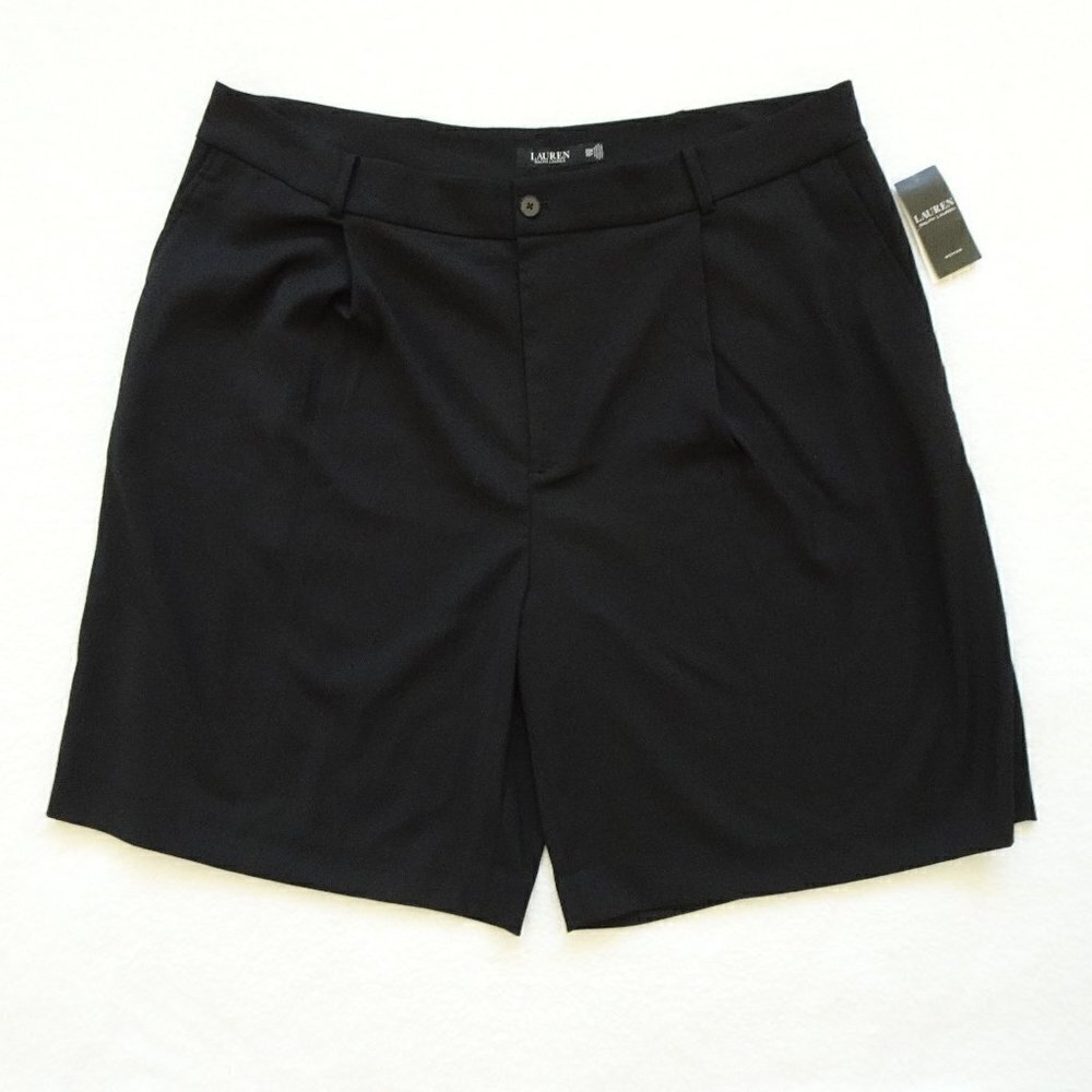 Ralph Lauren Stretch Shorts Women's Plus Size 20W Black Stretch Pleated